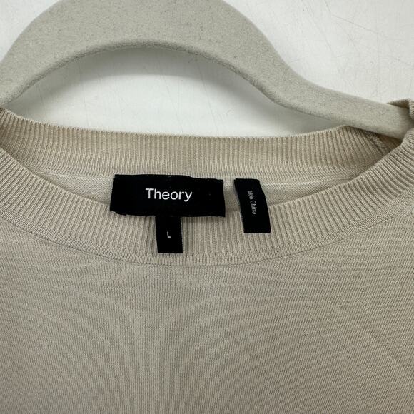 Theory Women's New Ivory Crewneck Sweater in Regal Wool, New Ivory, Size L, Flaw - Picture 4 of 9